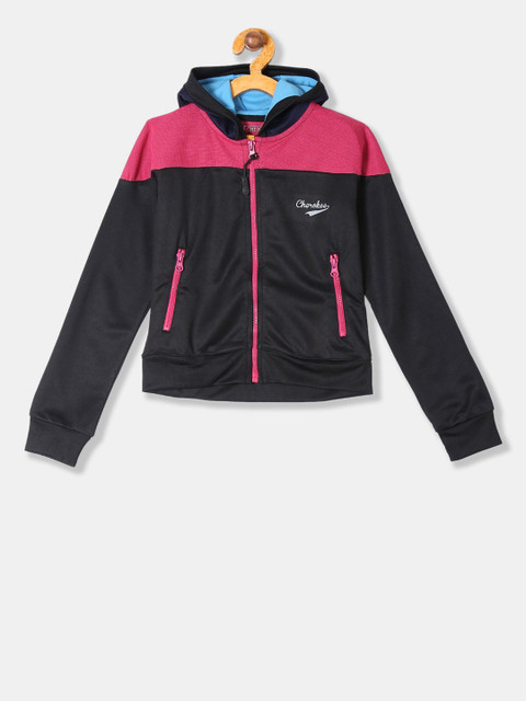 

Cherokee Girls Black & Pink Colourblocked Hooded Sweatshirt