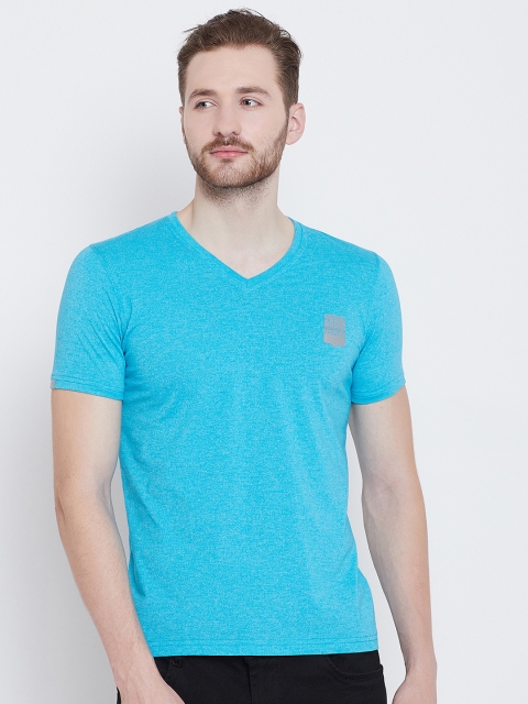 

Adobe Men Blue Solid V-Neck T-shirt