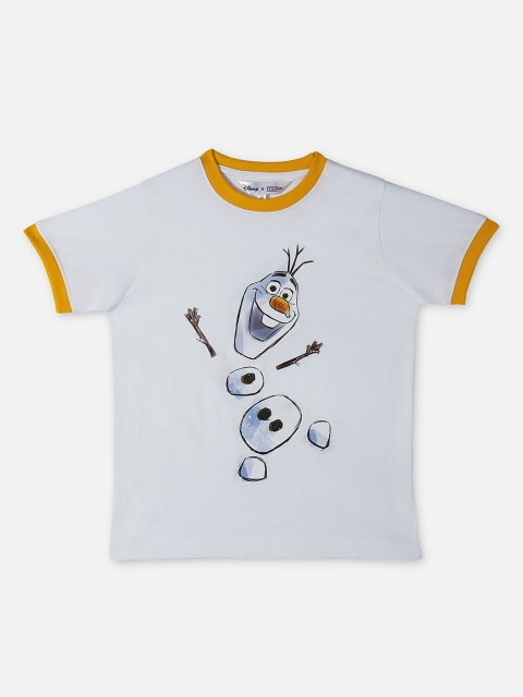 

DISNEY X ZILINGO Boys White Printed Round Neck T-shirt