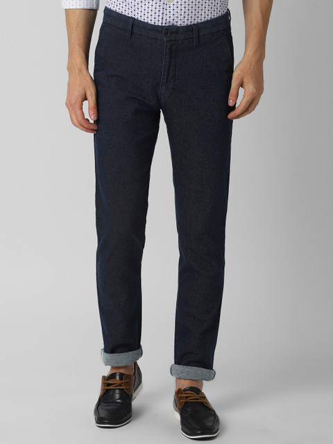 

Peter England Casuals Men Navy Blue Slim Fit Self Design Regular Trousers