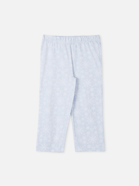 

DISNEY X ZILINGO Girls Blue & White Frozen Printed Pure Cotton Lounge Pants