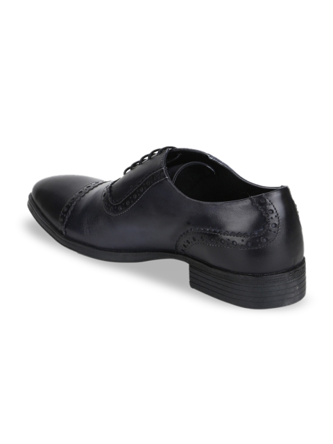 

Aditi Wasan Men Navy Blue & Black Textured Leather Formal Brogues