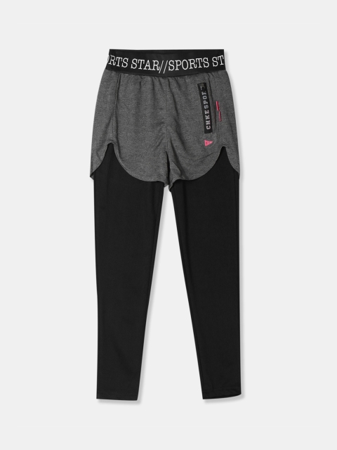 

Cherokee Girls Grey Solid Regular Fit Regular Shorts With Inner Leggings