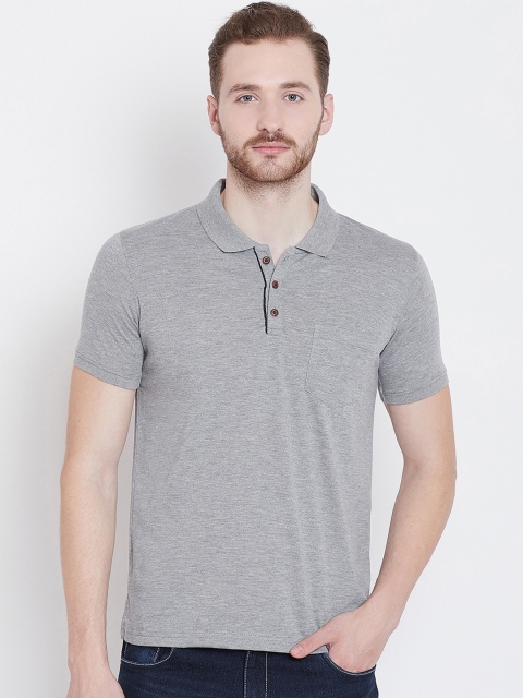 

Adobe Men Grey Solid Polo Collar T-shirt