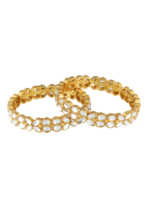 

Adwitiya Set of 2 White Stone-Studded Handcrafted Gold-Plated Bangles