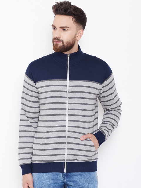 

Austin wood Men Grey & Blue Striped Sweatshirt
