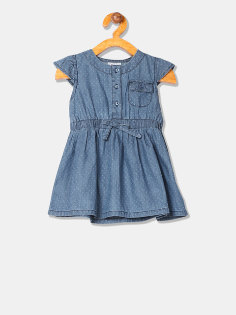 

Donuts Girls Blue Printed Fit and Flare Dress