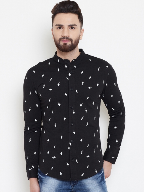 

GRITSTONES Men Black & White Printed Regular Fit Casual Shirt