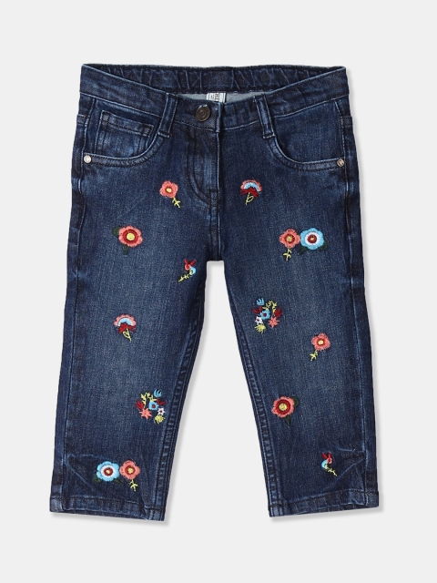 

Cherokee Girls Blue Solid Slim Fit Embroidered Denim Shorts