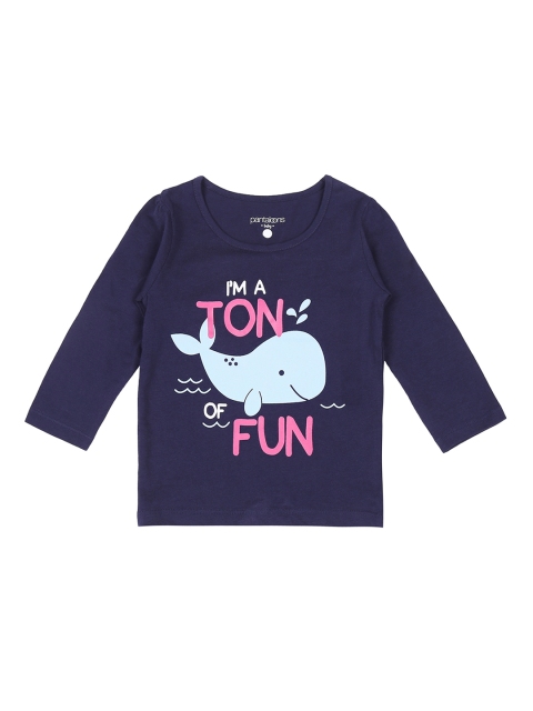 

Pantaloons Baby Girls Navy Blue & Pink Printed Round Neck T-shirt
