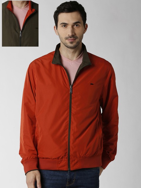 

Peter England Casuals Men Olive Green Solid Reversible Bomber Jacket