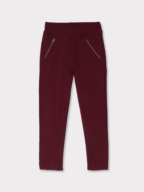 

Cherokee Girls Maroon Solid Slim-Fit Tregging