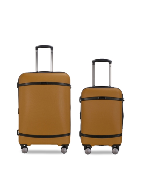 

IT luggage Set of 2 Tan Brown Solid Hard-Sided Trolley Suitcases