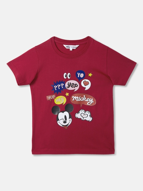 

DISNEY X ZILINGO Boys Red Printed Round Neck T-shirt