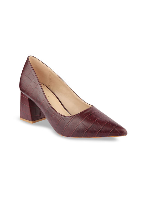 

URBANE Women Maroon Croc Skin Textured Block Heel