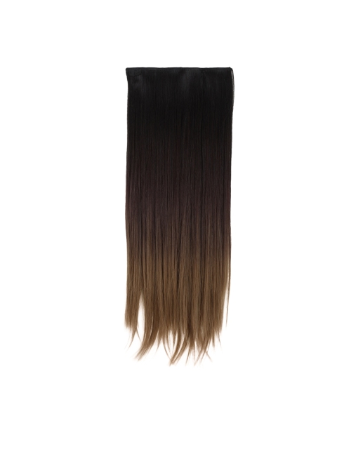 

Rozia Women 3/4 Ombre Full Head Straight Clips in Synthetic Hair Extensions, Brown