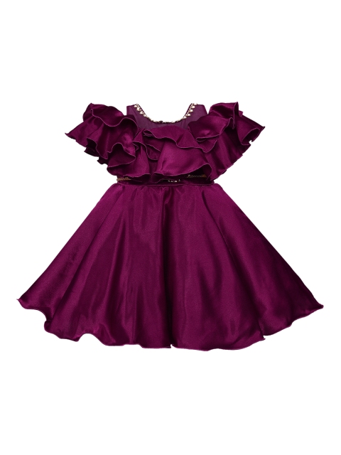 

Wish Karo Infants Girls Burgundy Solid Fit and Flare Dress