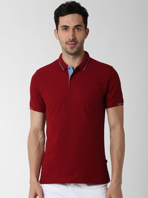 

Peter England Casuals Men Maroon Solid Polo Collar T-shirt