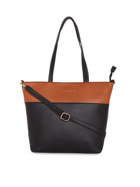 

GIORDANO Black & Rust Brown Colourblocked Shoulder Bag
