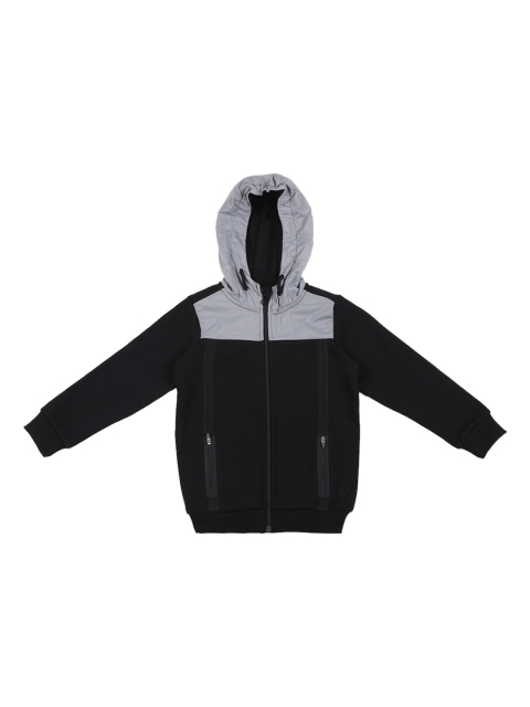 

Allen Solly Junior Boys Black & Grey Colourblocked Hooded Sweatshirt