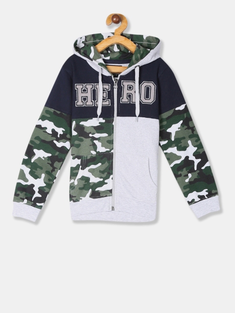 

Cherokee Boys Grey & Green Camouflage Printed Hooded Sweatshirt