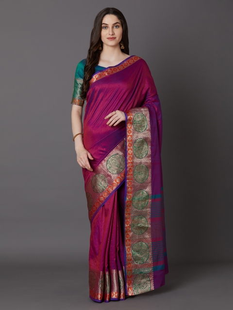 

Mitera Magenta Silk Blend Woven Design Banarasi Saree
