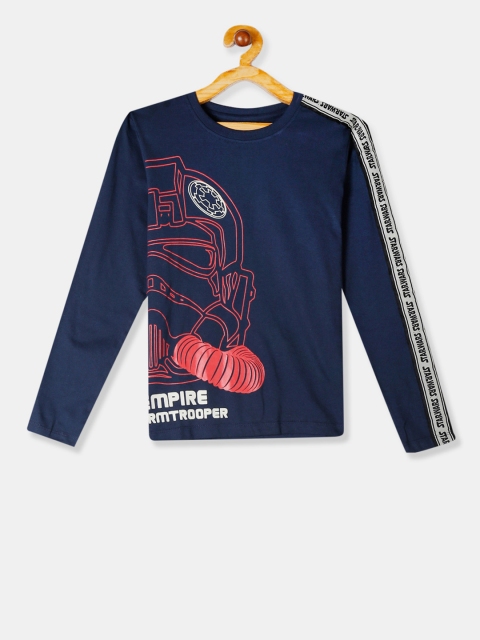 

Colt Boys Blue & Red Star Wars Printed Round Neck T-shirt