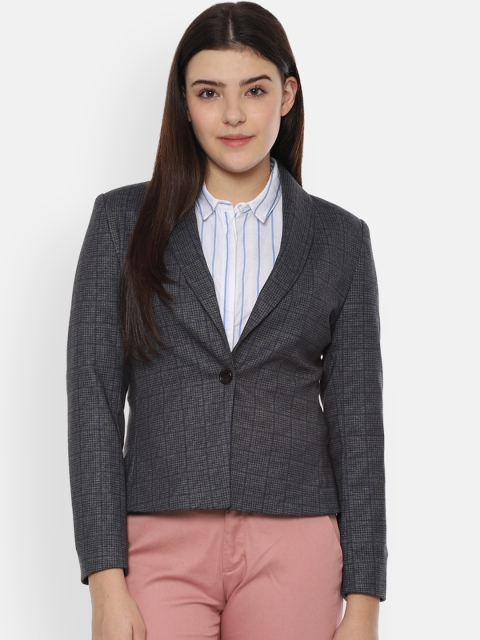 

Allen Solly Woman Grey Checked Single-Breasted Blazer
