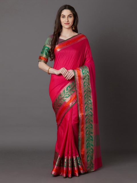

Mitera Pink Silk Blend Woven Design Banarasi Saree