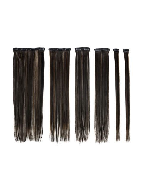 

Rozia Women 24 Inches Straight 6-Pieces Synthetic Hair Extensions, Brown
