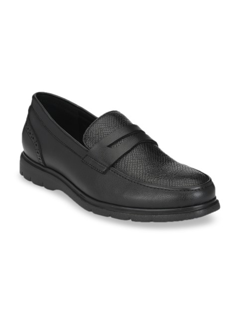 

Delize Men Black Textured Formal Slip-Ons
