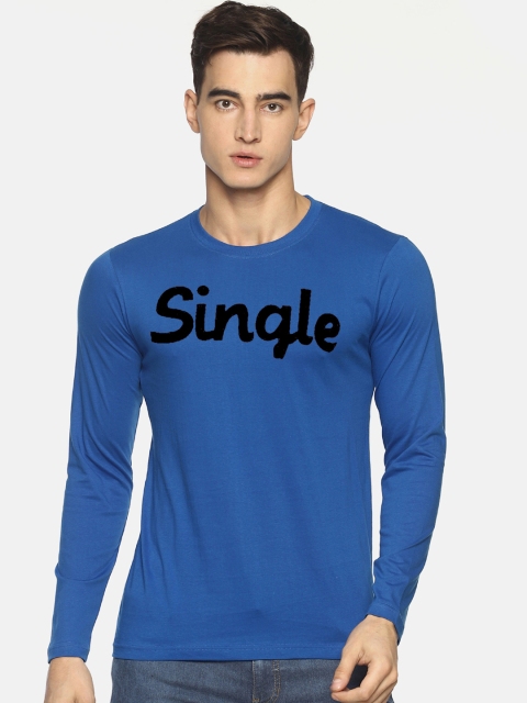 

Le Bison Men Blue & Black Printed Round Neck T-shirt