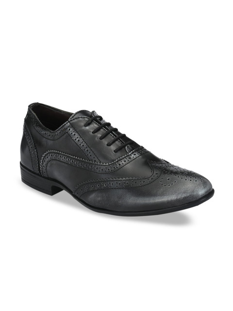 

Delize Men Black Textured Leather Formal Brogues