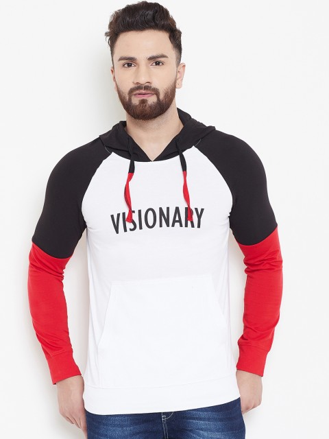 

GRITSTONES Men White Colourblocked Hooded T-shirt