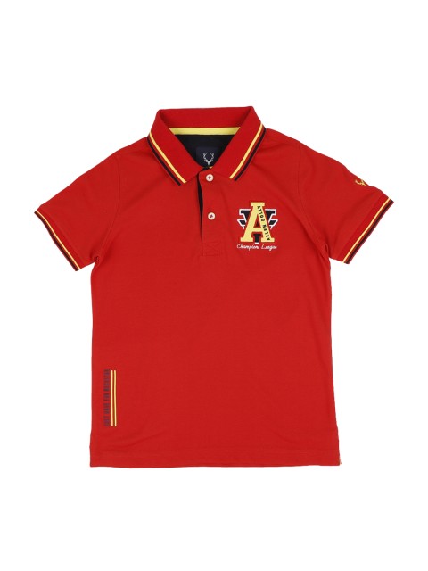 

Allen Solly Junior Boys Red Solid Polo Collar Pure Cotton T-shirt