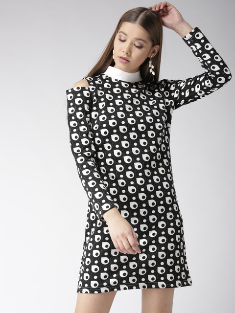 

MIWAY Women Black & White Printed Sheath Dress