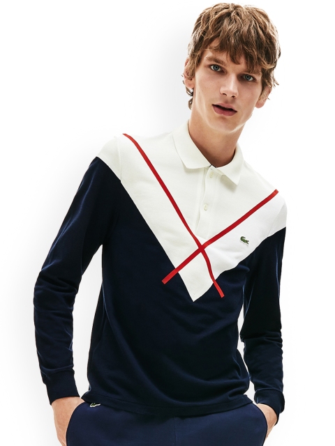 

Lacoste Men Navy Blue Colourblocked Polo Collar T-shirt