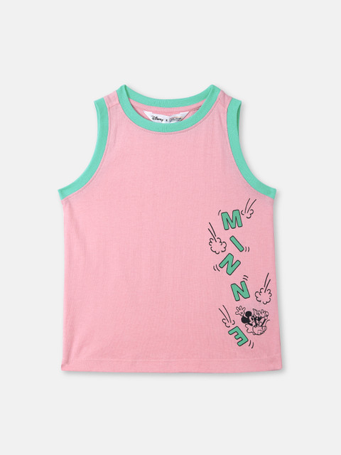 

DISNEY X ZILINGO Girls Pink Printed Round Neck T-shirt