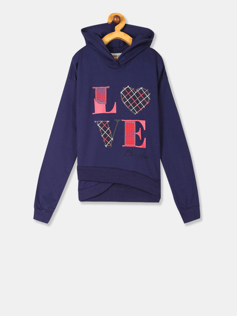 

Cherokee Girls Navy Blue Printed Hooded Sweatshirt