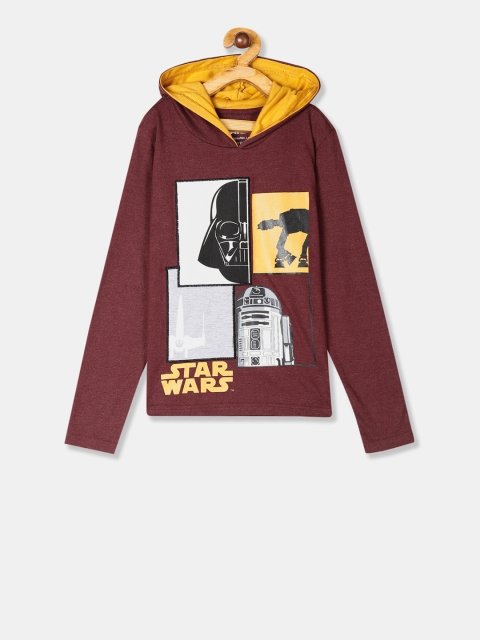 

Colt Boys Maroon & Yellow Star Wars Printed Hood T-shirt