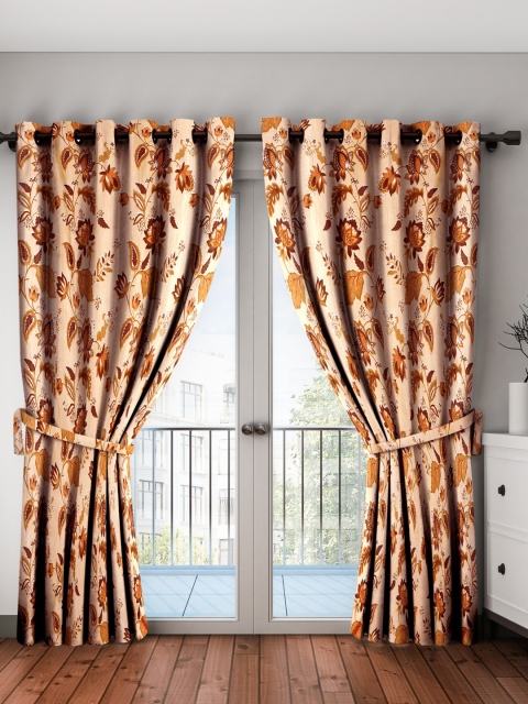 

Home Sizzler Brown & Beige Printed Set of 2 Long Door Curtains