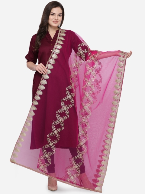 

Satrani Purple & Silver-Coloured Gota Patti Embroidered Dupatta