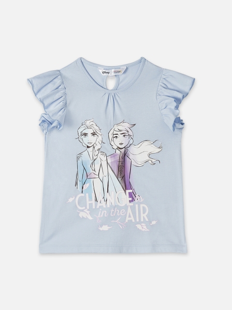 

DISNEY X ZILINGO Girls Blue Frozen Printed Top
