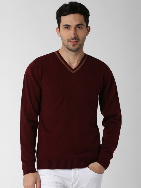 

Peter England Casuals Men Maroon Solid Pullover Sweater