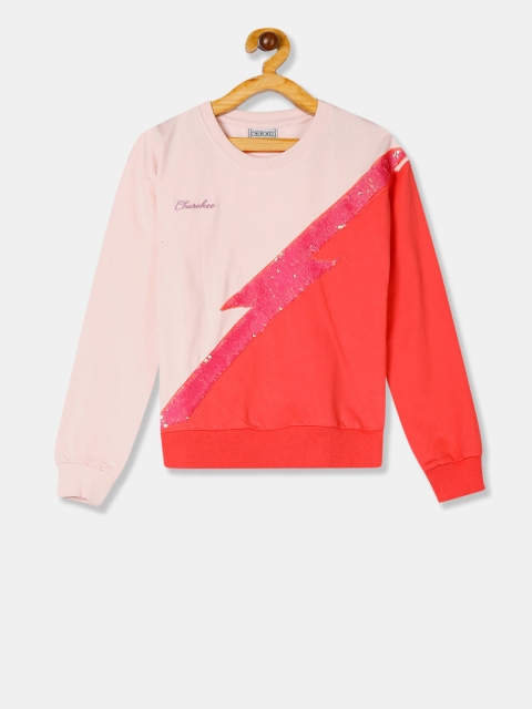 

Cherokee Girls Pink & Orange Sequin Crew Neck Sweatshirt