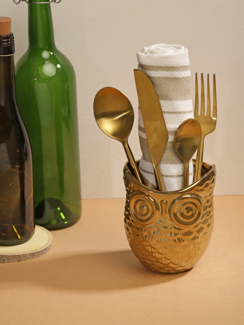 

Chumbak Gold-Toned Textured Sip & Hoot Multi-Utility Reusable Tumbler