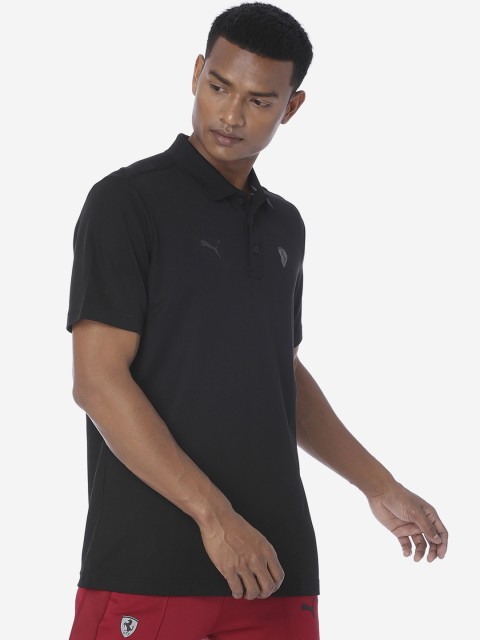 

Puma Men Black Solid Polo Collar T-shirt