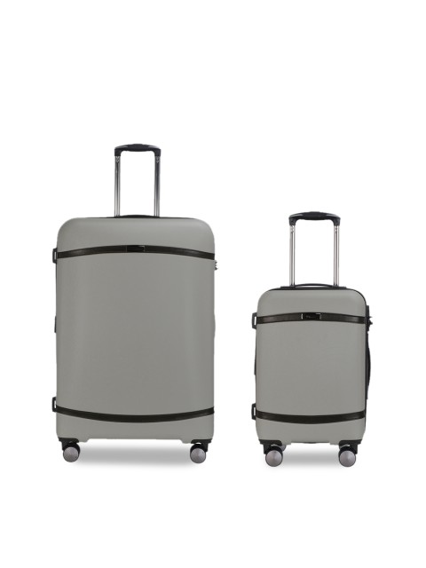 

IT luggage Set of 2 Grey Solid Quiant Hard-Sided Trolley Suitcases