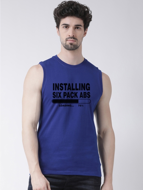 

Friskers Men Blue Printed Round Neck T-shirt