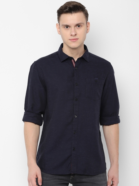 

People Men Navy Blue Regular Fit Solid Casual Shirt